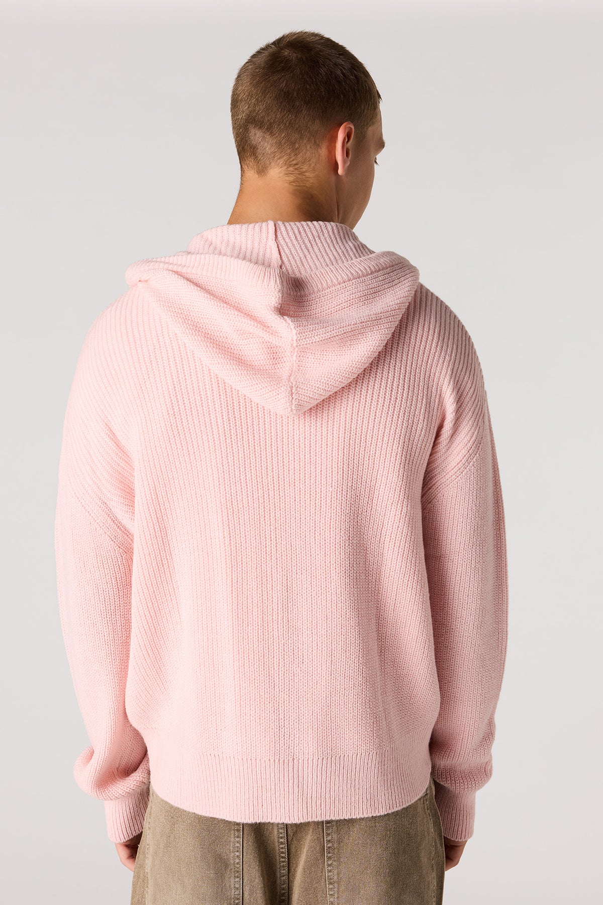 Vue alternative 2. Chandail à capuchon en tricot avec fermeture à glissière double