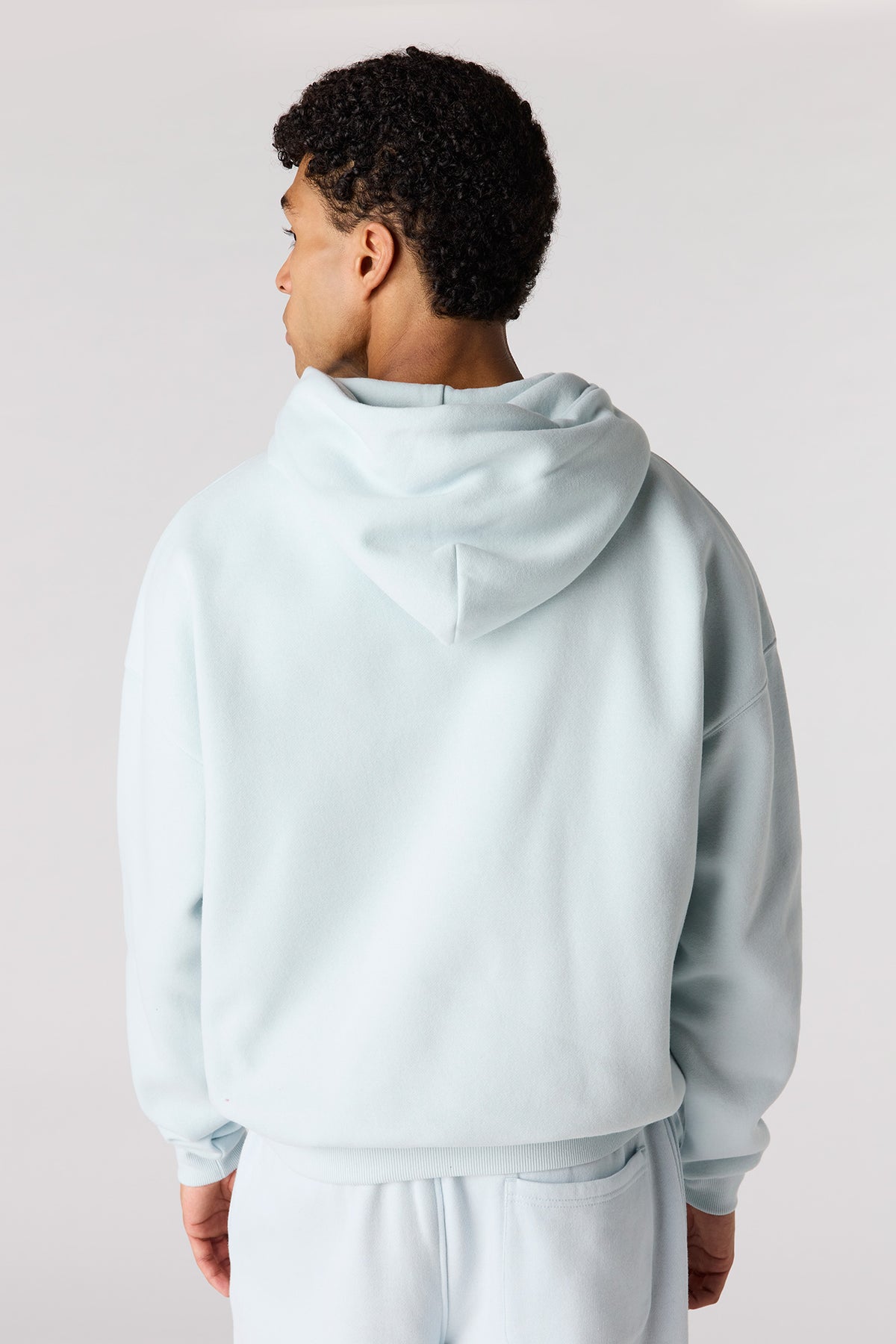 Alt View 3. Premium Heavyweight Fleece Boxy Hoodie - Light Blue