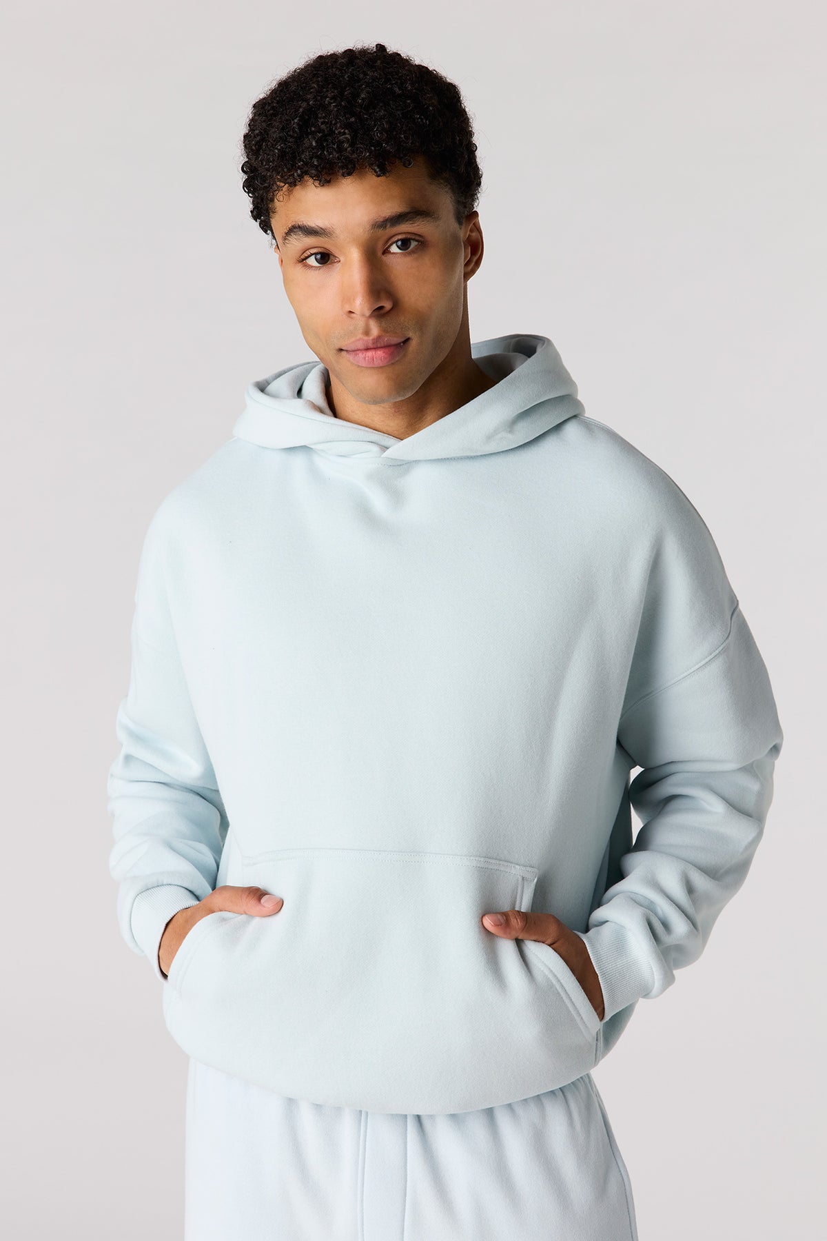 Alt View 5. Premium Heavyweight Fleece Boxy Hoodie - Light Blue