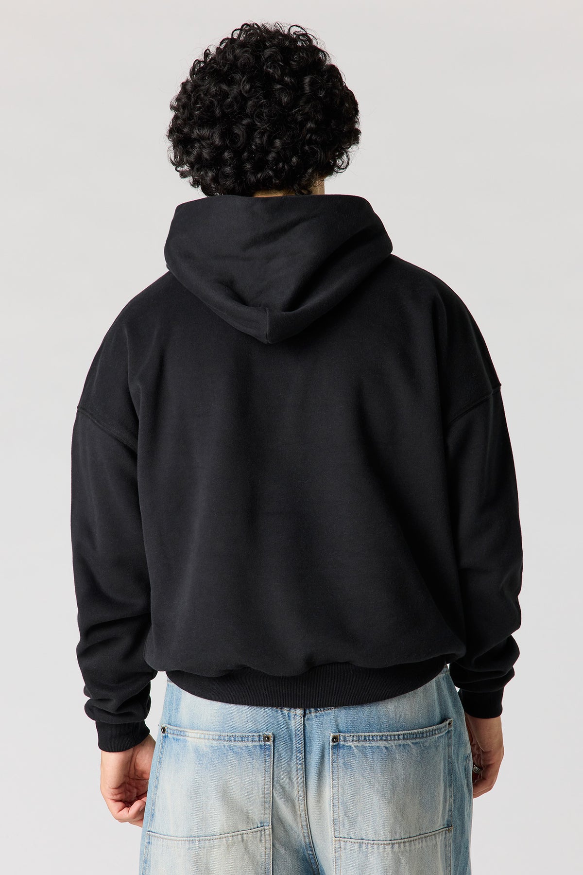 Alt View 2. Premium Heavyweight Fleece Boxy Hoodie - Black