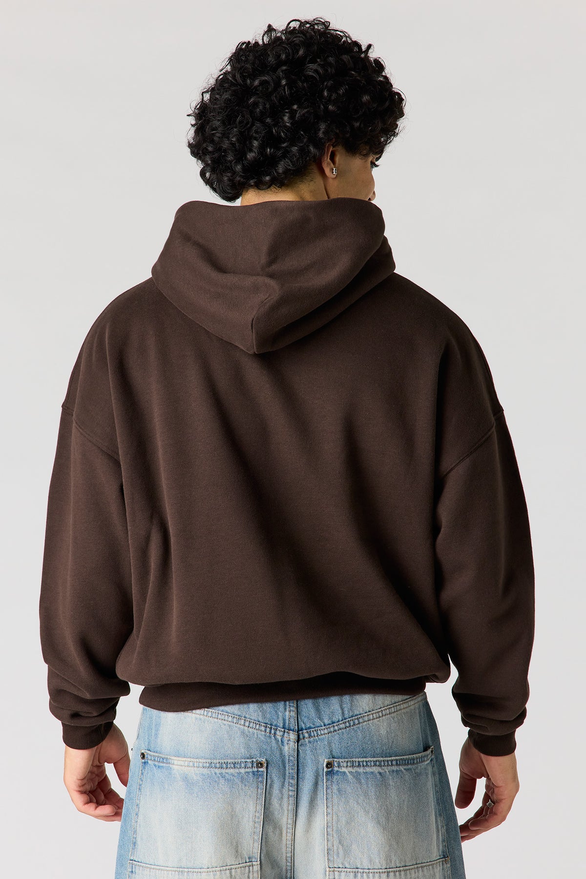 Alt View 2. Premium Heavyweight Fleece Boxy Hoodie - Dark Brown
