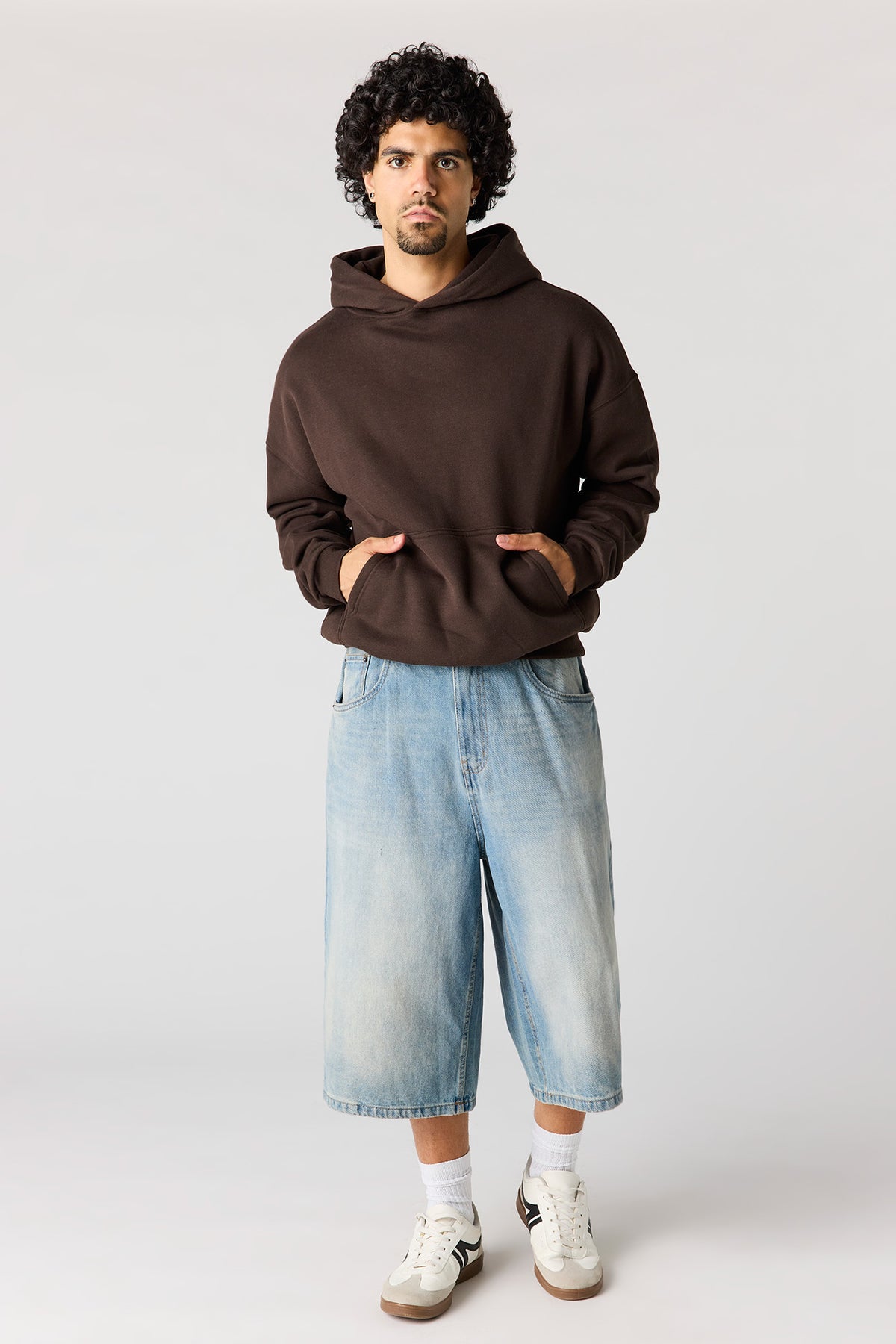 Alt View 3. Premium Heavyweight Fleece Boxy Hoodie - Dark Brown