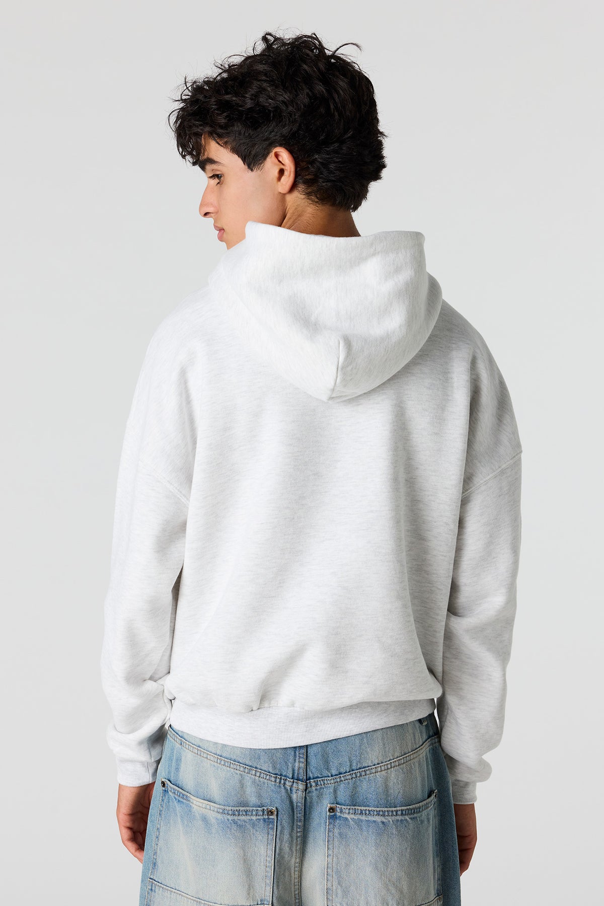 Alt View 2. Premium Heavyweight Fleece Boxy Hoodie - Light Grey