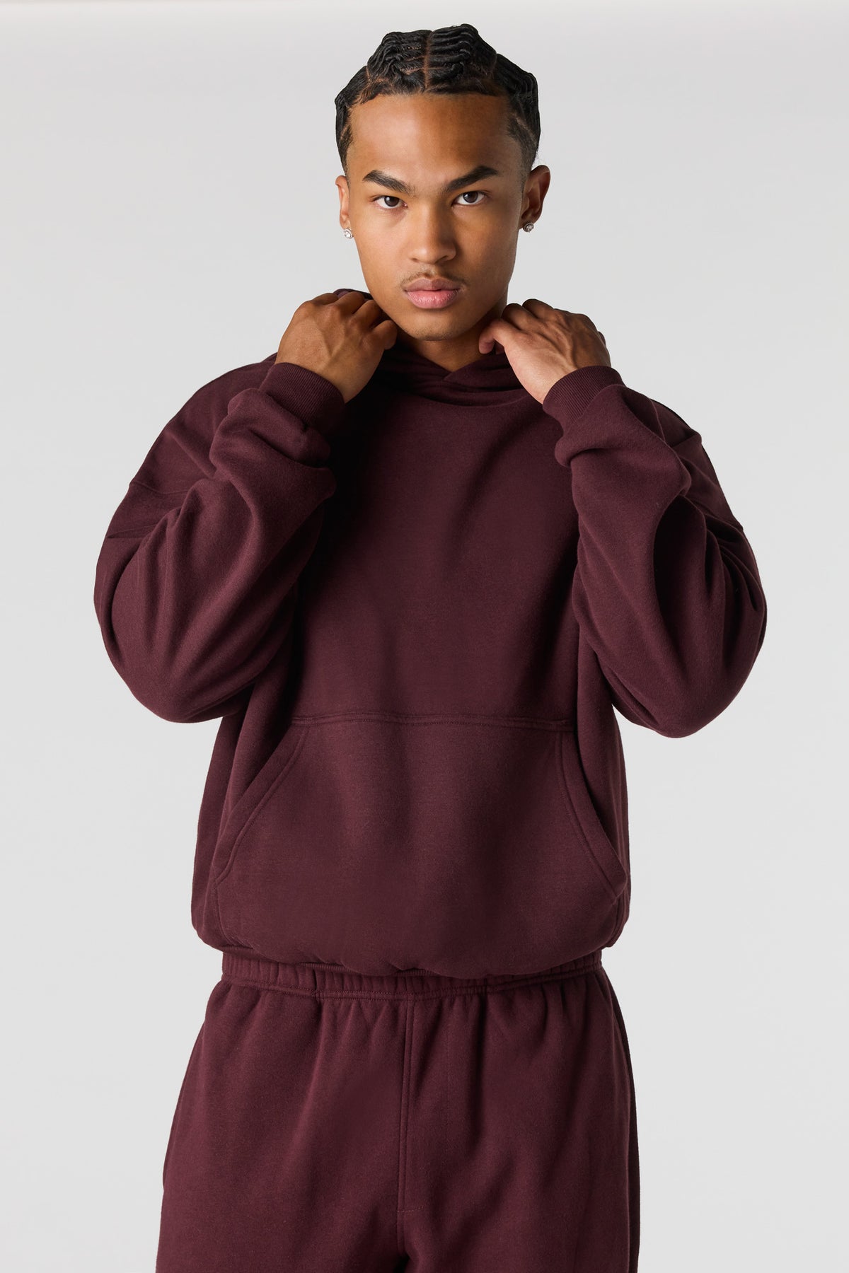 Premium Heavyweight Fleece Boxy Hoodie - Dark Brown