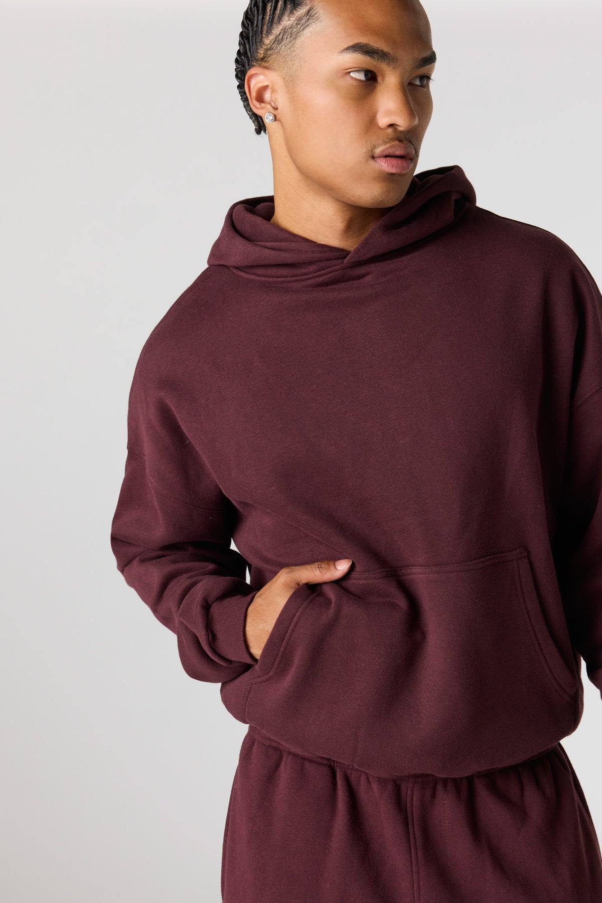 Alt View 4. Premium Heavyweight Fleece Boxy Hoodie - Dark Brown