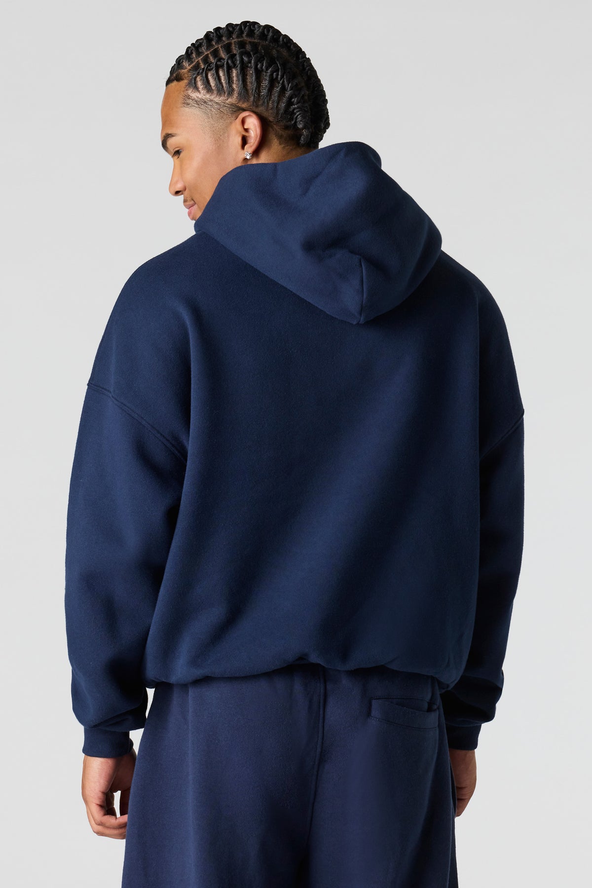 Alt View 2. Premium Heavyweight Fleece Boxy Hoodie - Navy