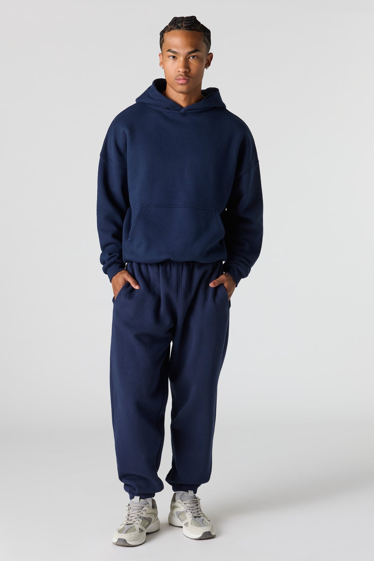 Alt View 3. Premium Heavyweight Fleece Boxy Hoodie - Navy