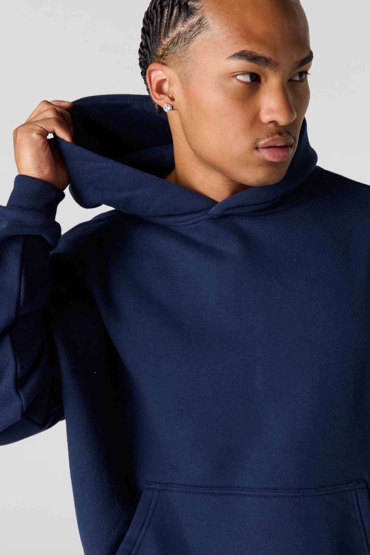 Alt View 4. Premium Heavyweight Fleece Boxy Hoodie - Navy