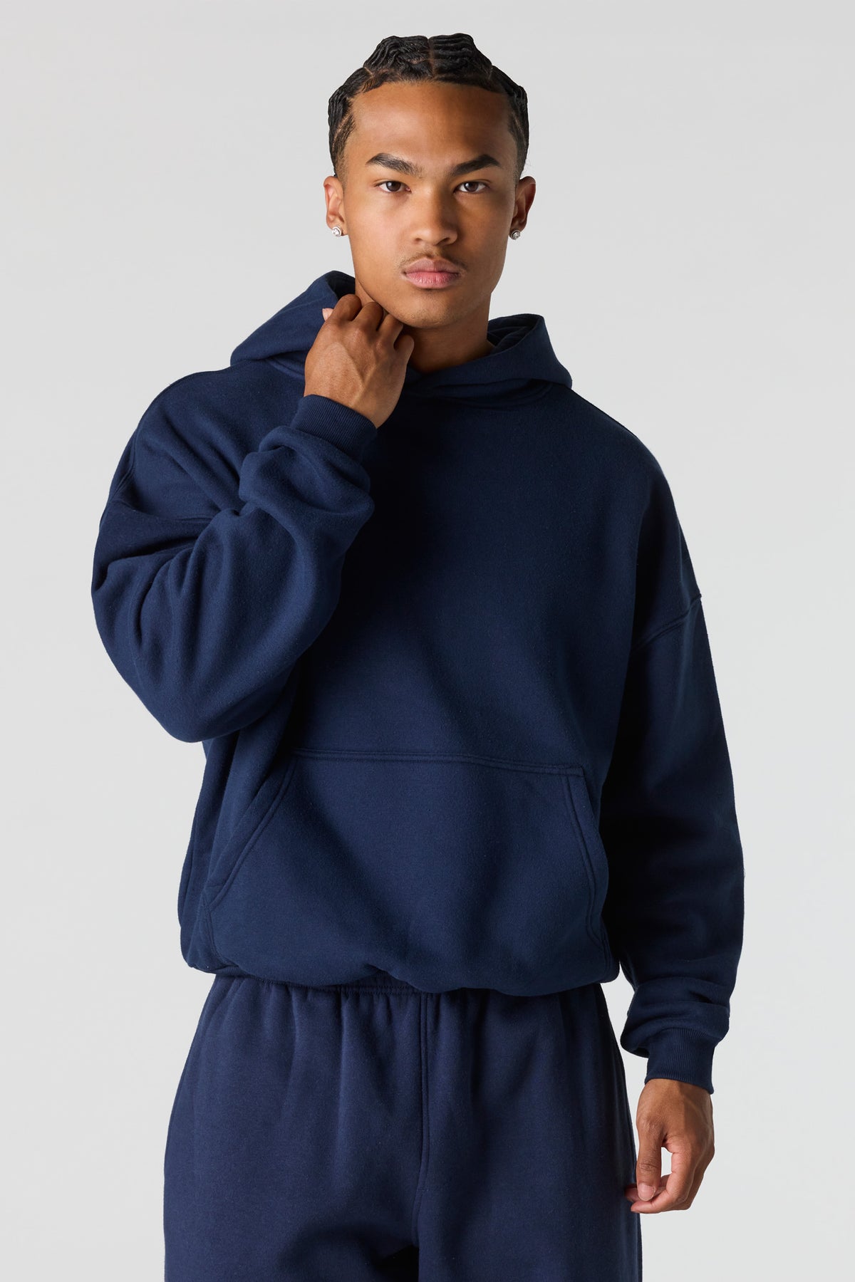 Premium Heavyweight Fleece Boxy Hoodie - Navy