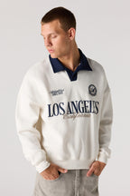 Graphic Long Sleeve Fleece Polo