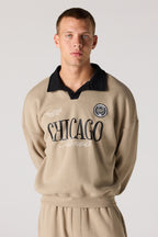 Graphic Long Sleeve Fleece Polo