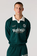Graphic Long Sleeve Fleece Polo
