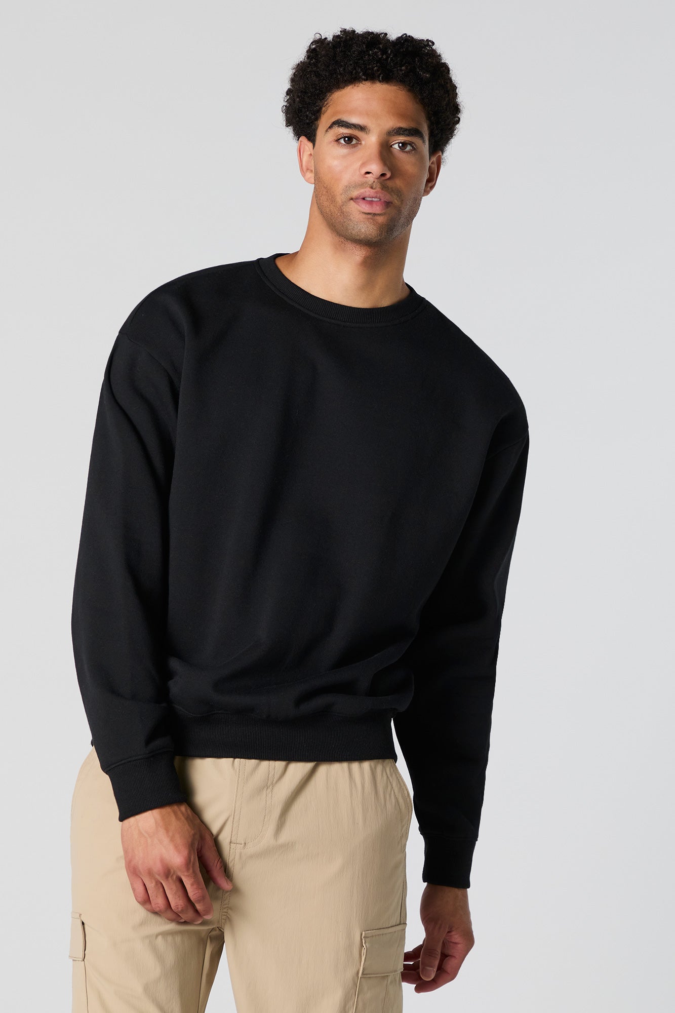Solid Fleece Crewneck Sweatshirt