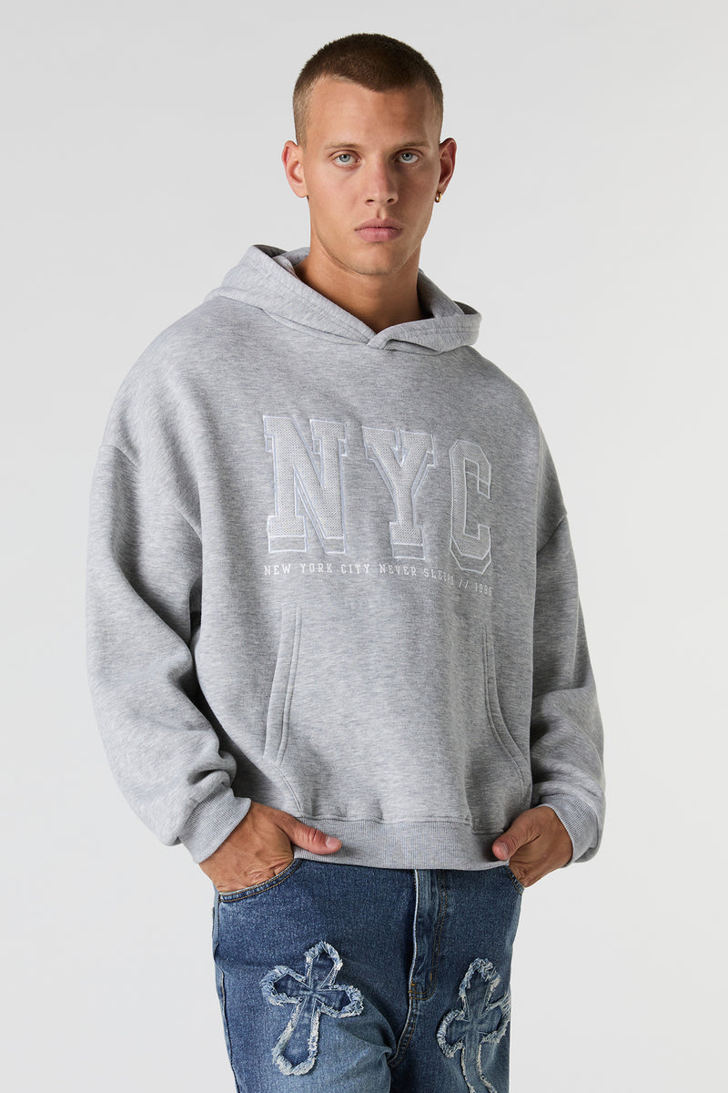 NYC Embroidered Boxy Fleece Hoodie
