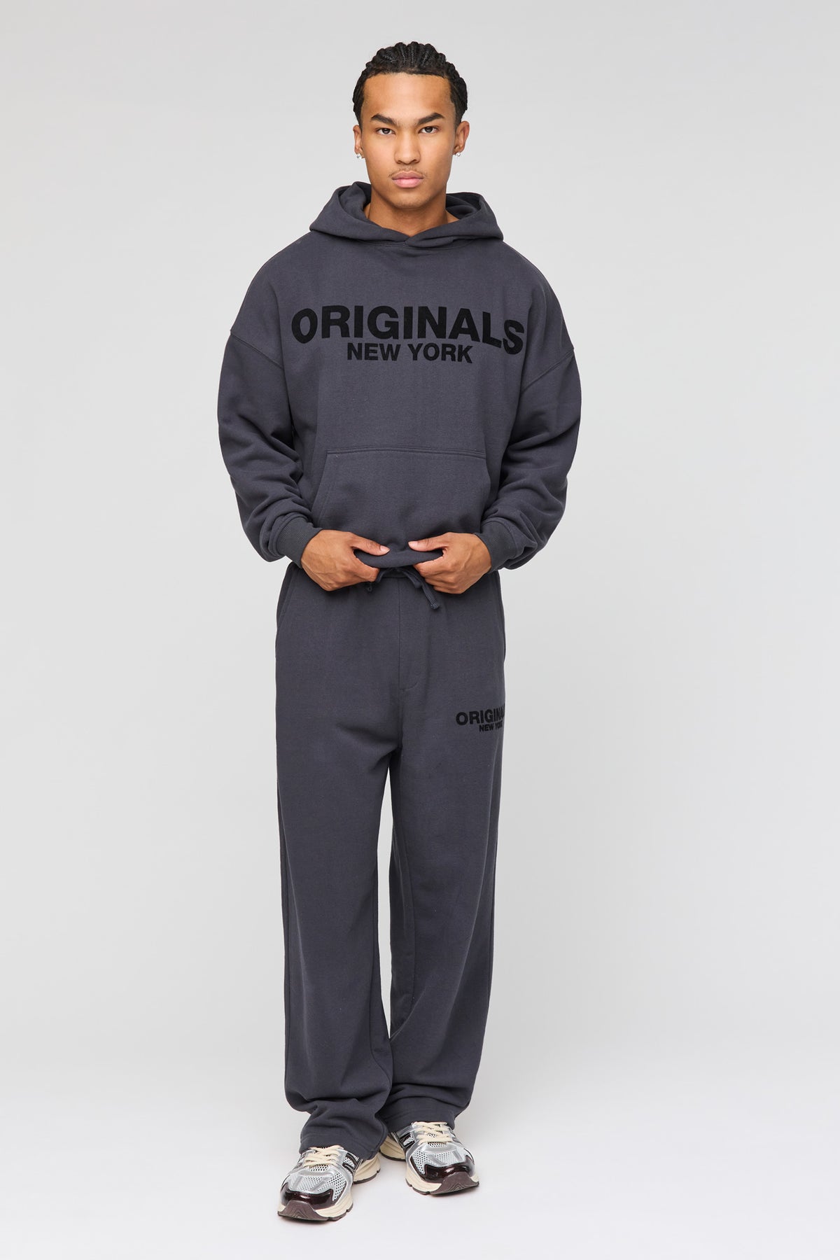 Alt View 3. Premium Heavyweight Fleece Baggy Graphic Hoodie - Charcoal