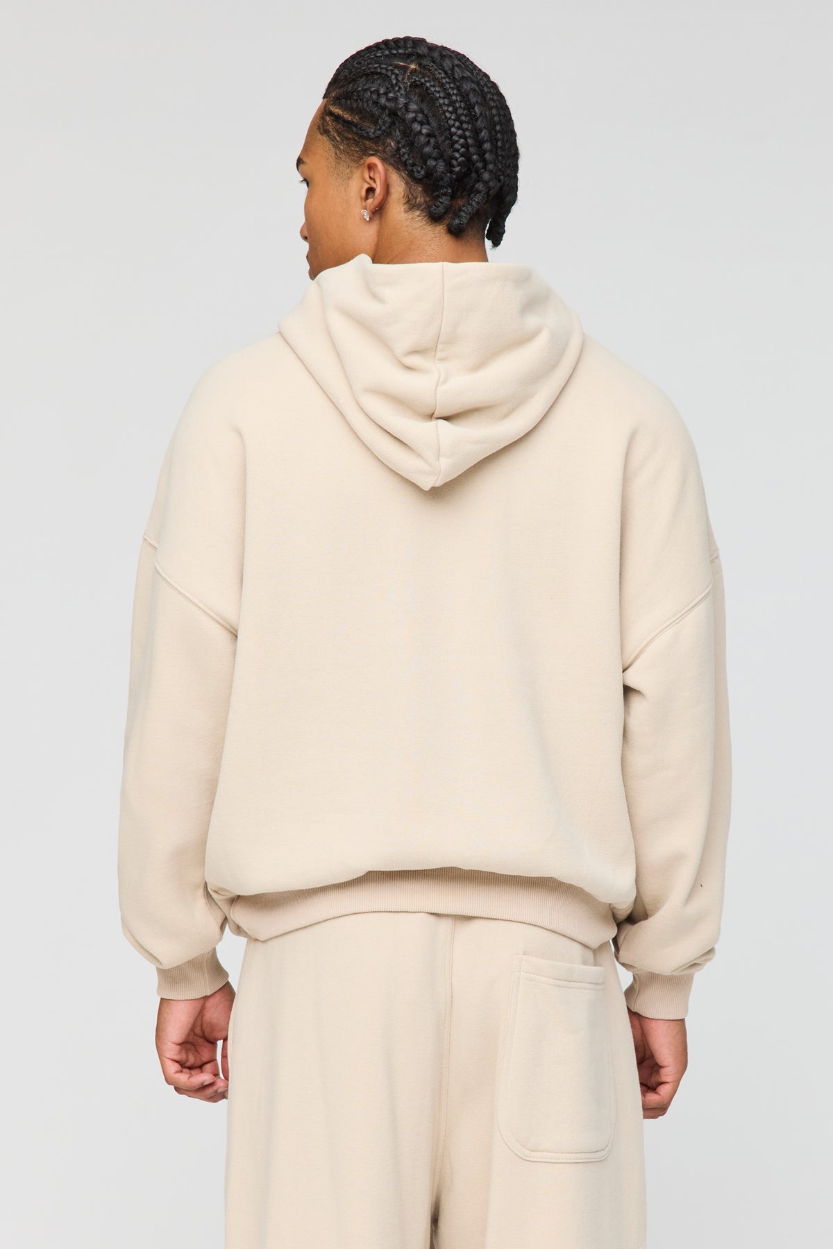 Alt View 2. Premium Heavyweight Fleece Baggy Graphic Hoodie - Tan