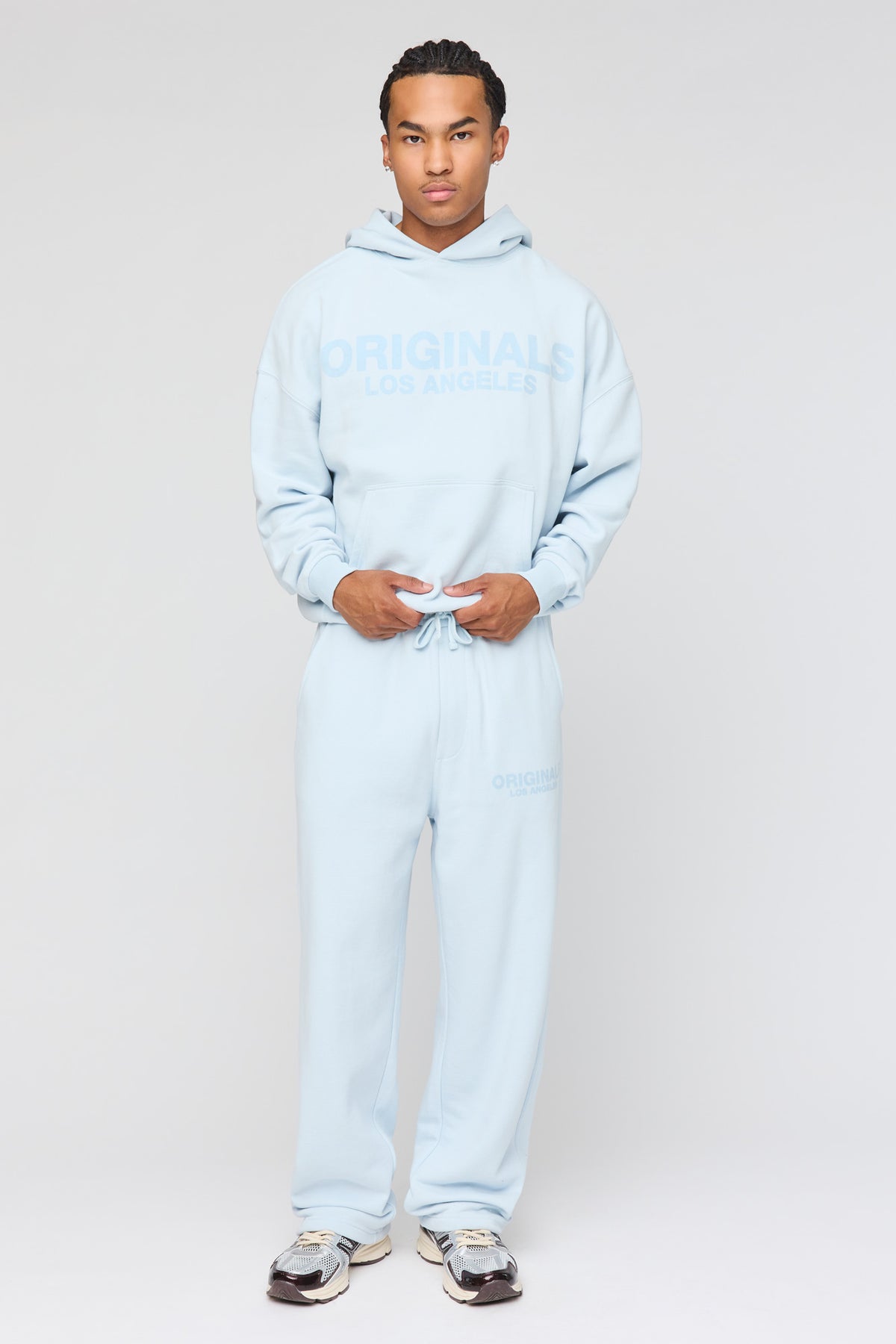 Alt View 3. Premium Heavyweight Fleece Baggy Graphic Hoodie - Light Blue
