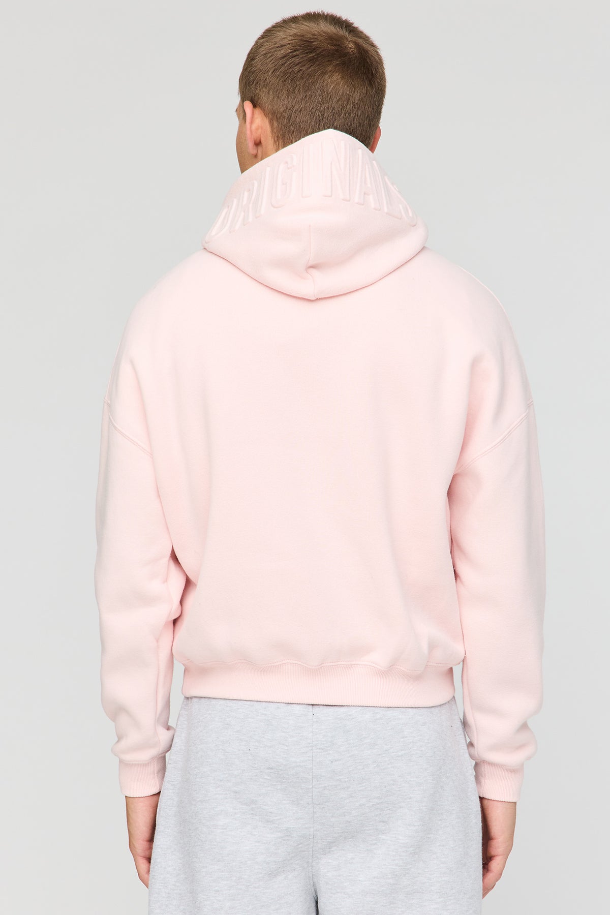Alt View 2. Premium Heavyweight Fleece Embossed Boxy Hoodie - Light Pink