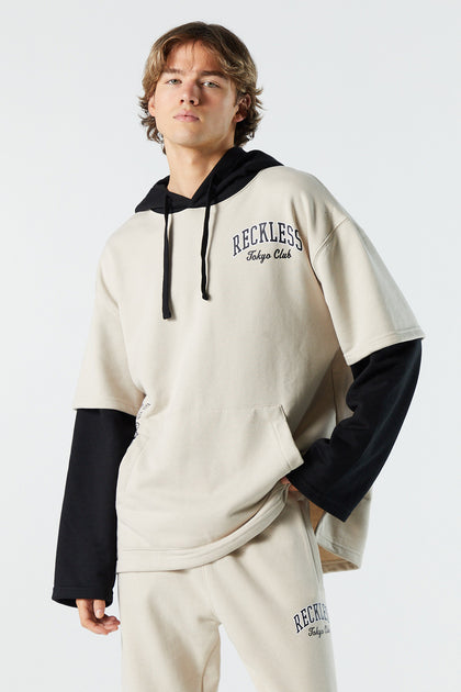 Reckless Graphic Fleece Layered Hoodie – Urban Planet