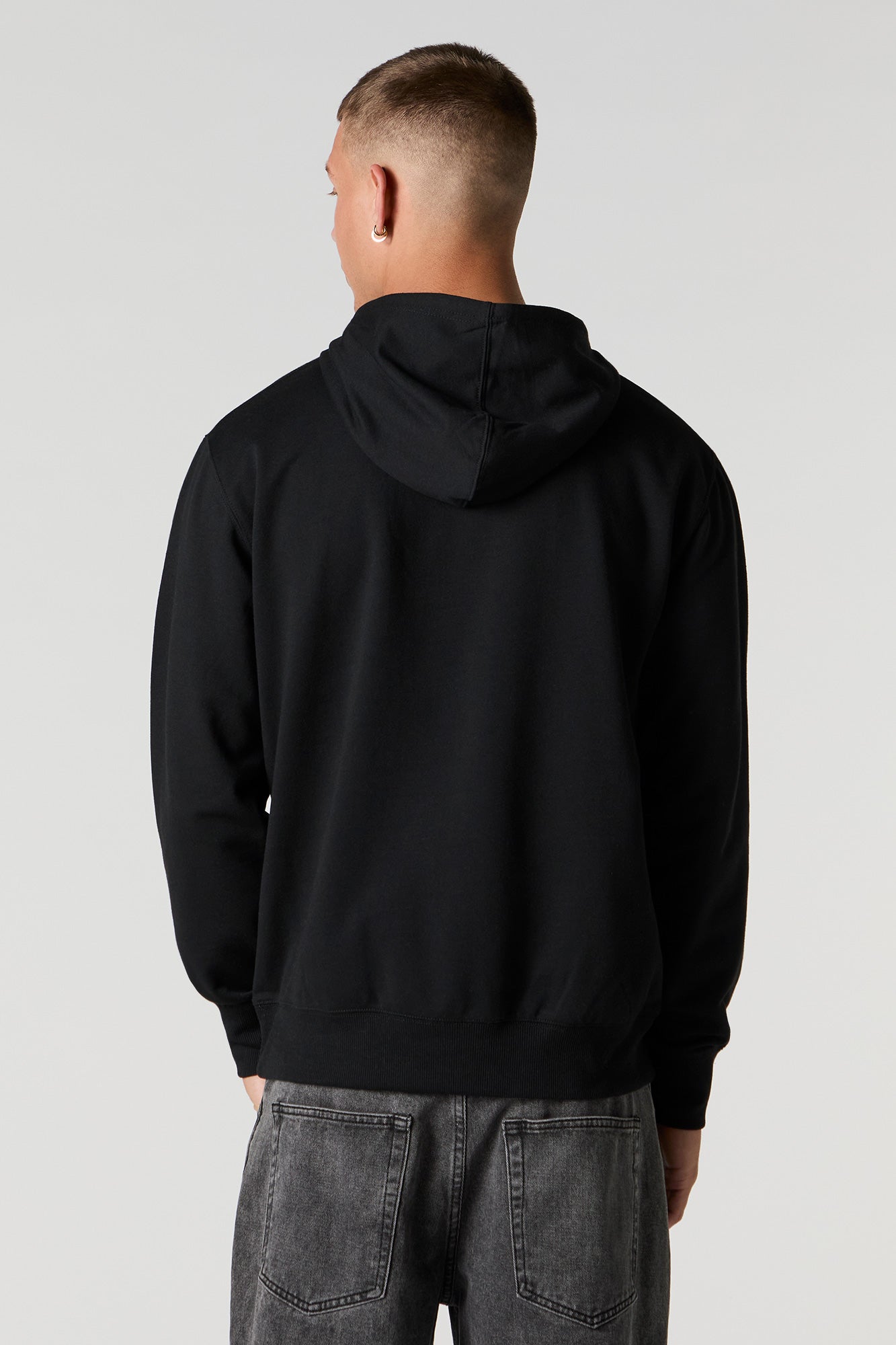 Solid Fleece Drawstring Hoodie