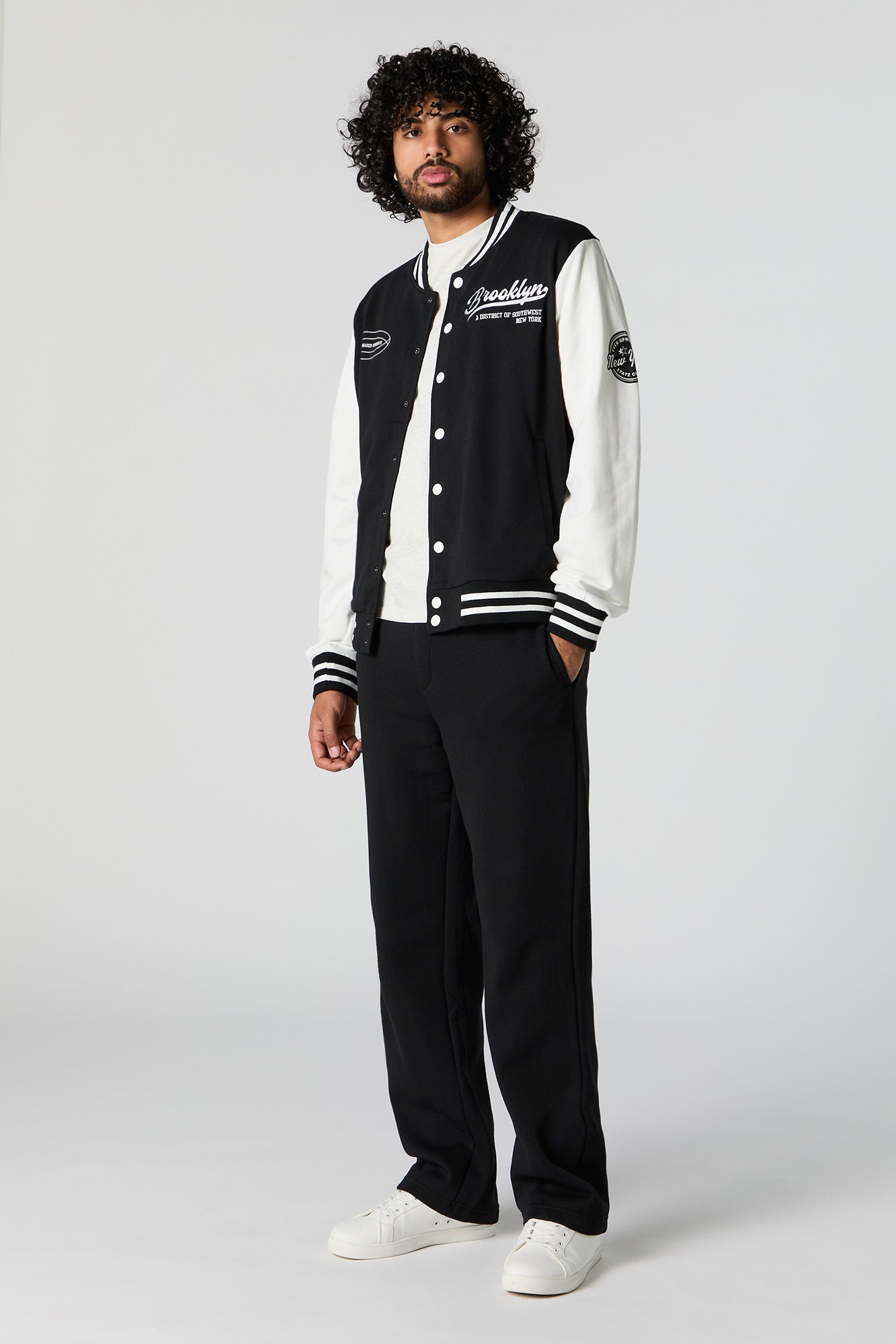 Embroidered Fleece Varsity Jacket