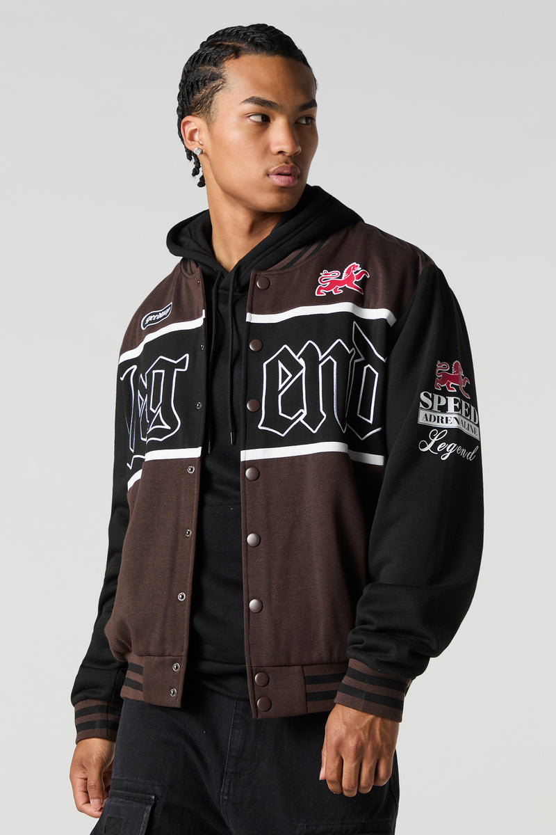 Blouson de style universitaire en molleton avec motif brodé