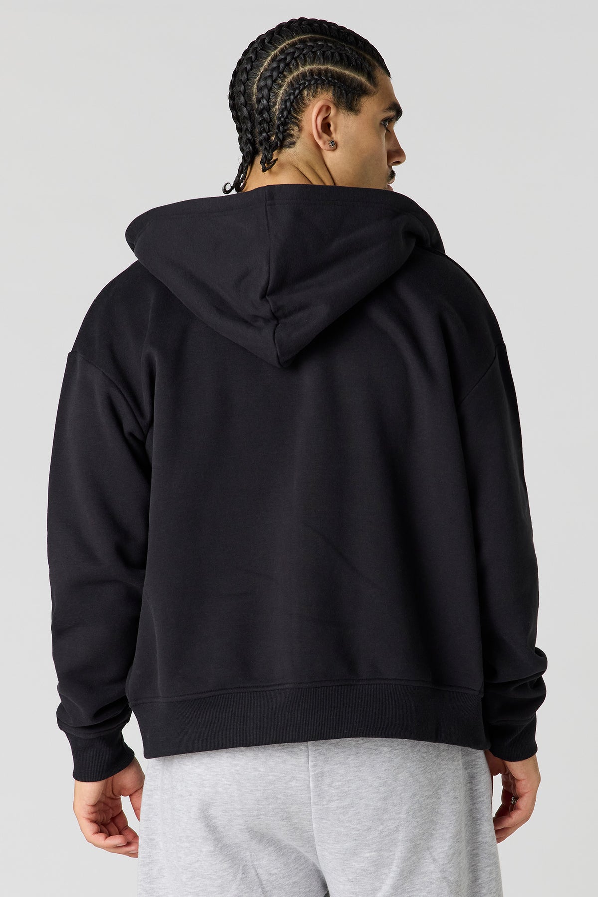 Alt View 2. Premium Heavyweight Fleece Zip-Up Hoodie - Black