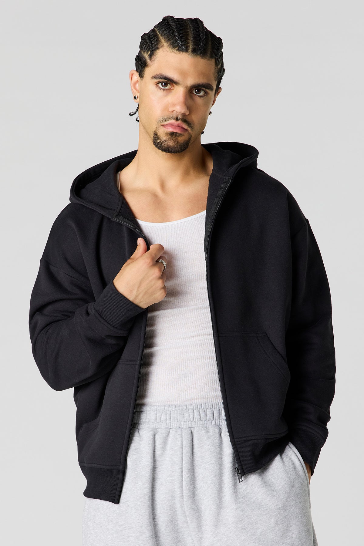 Premium Heavyweight Fleece Zip-Up Hoodie - Black