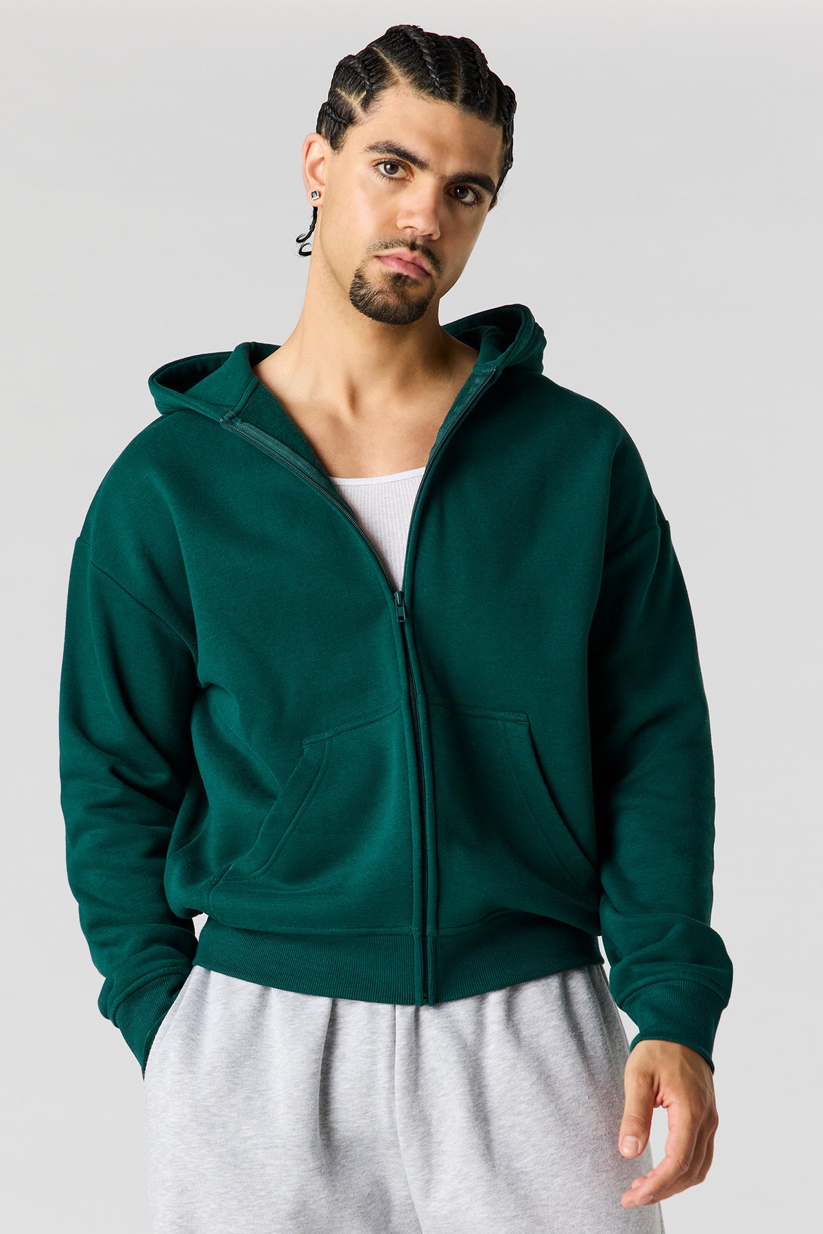 Premium Heavyweight Fleece Zip-Up Hoodie - Hunter Green