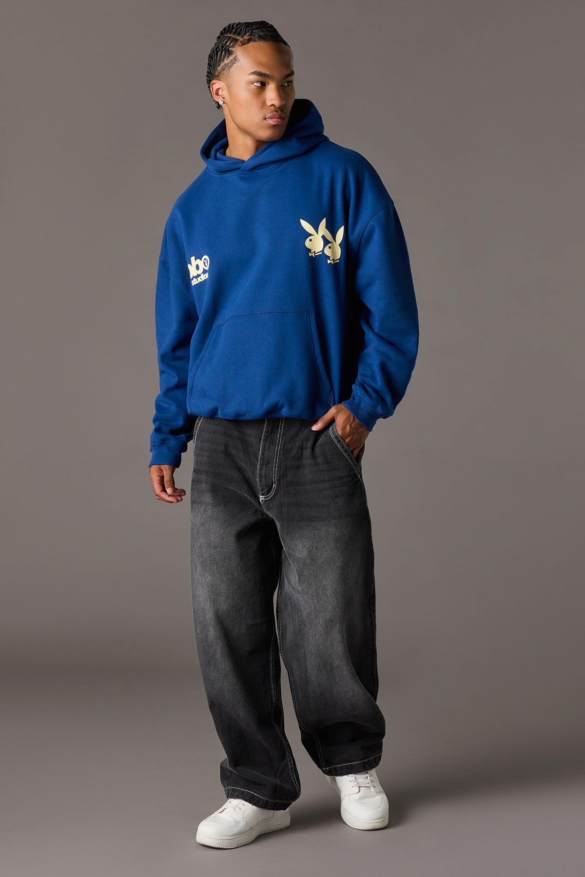 Alt View 3. Playboy Graphic Baggy Fleece Hoodie - Dark Blue