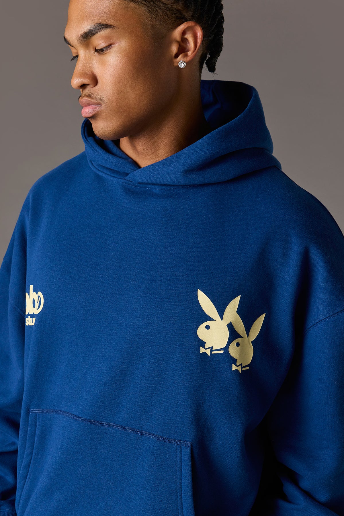 Alt View 4. Playboy Graphic Baggy Fleece Hoodie - Dark Blue