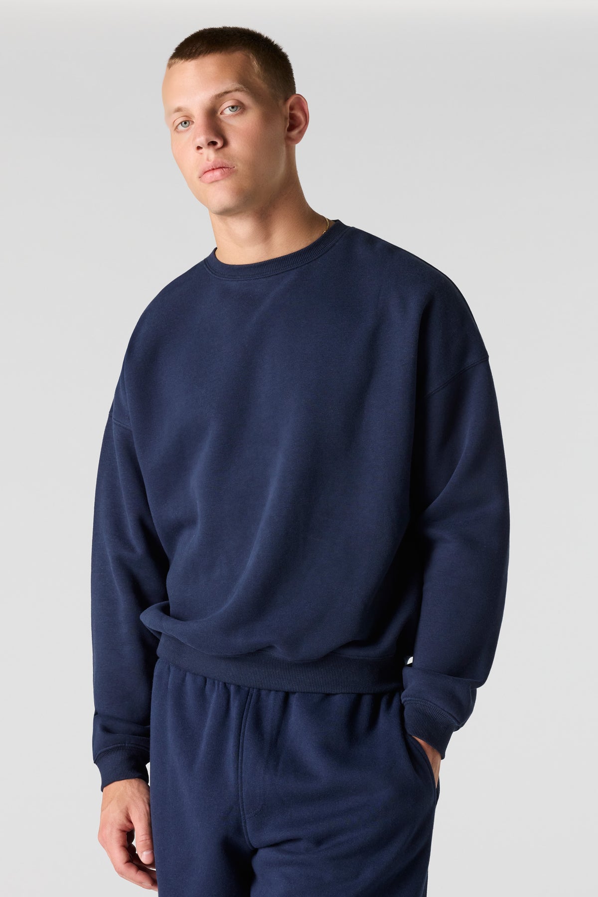 Premium Heavyweight Fleece Boxy Sweatshirt - Navy