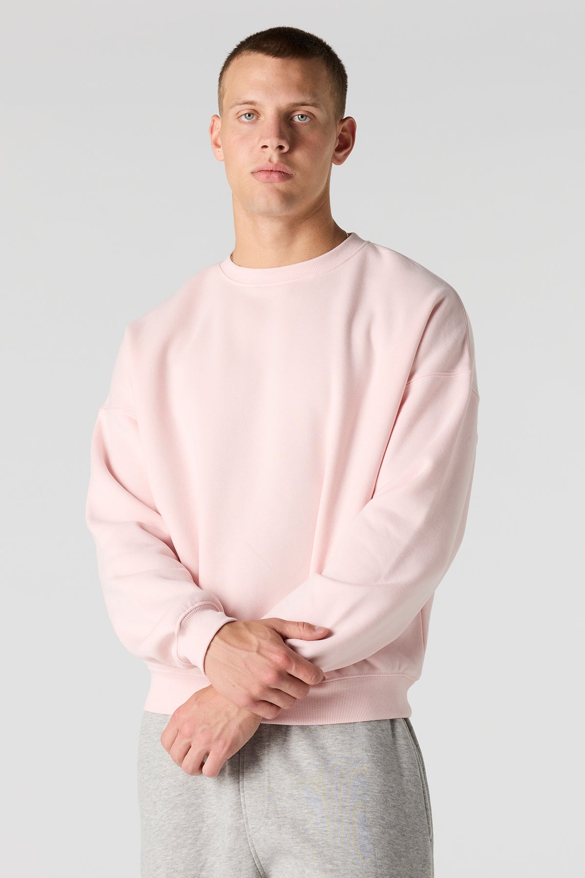 Premium Heavyweight Fleece Boxy Sweatshirt - Light Pink