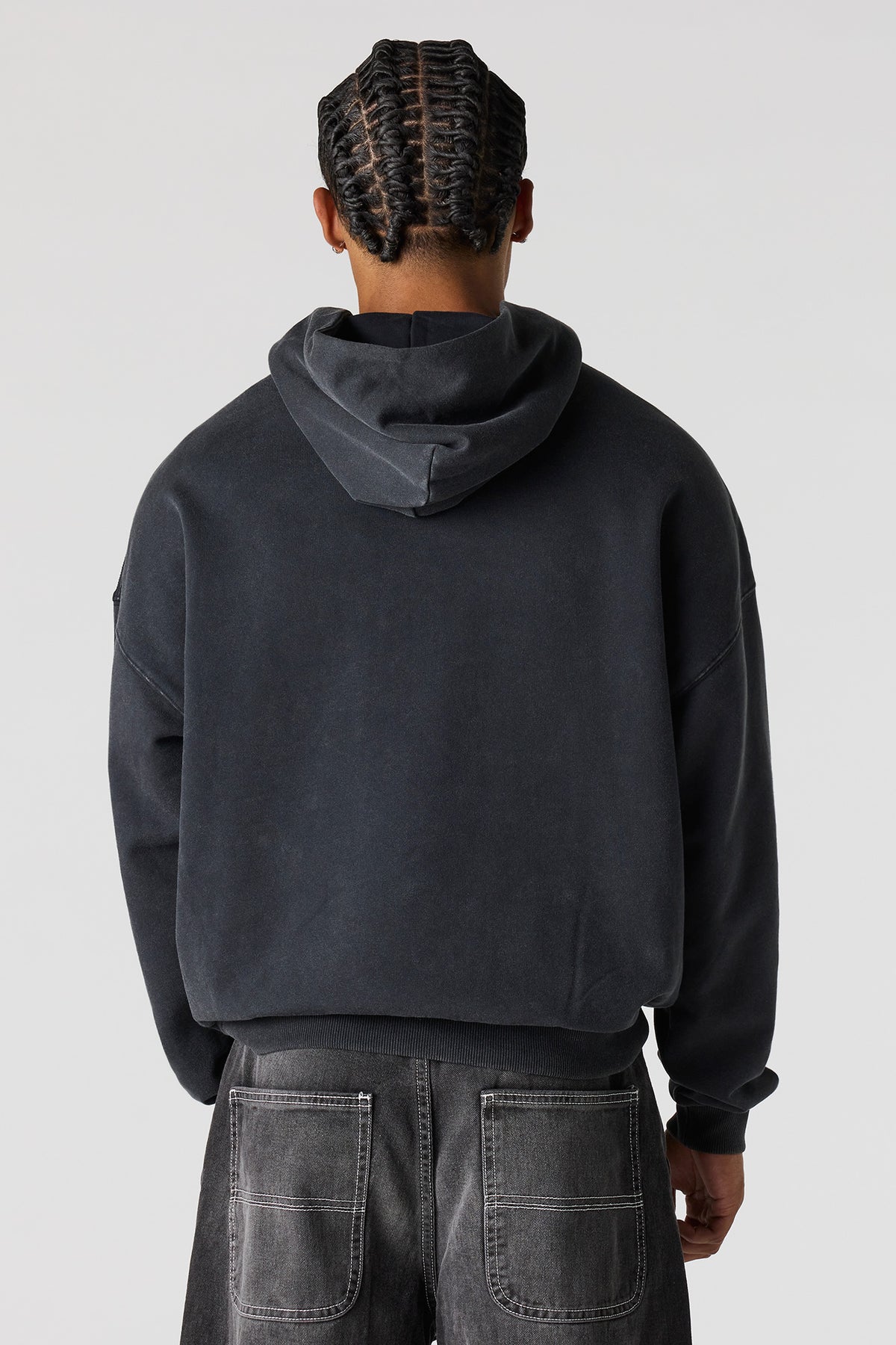 Alt View 2. Premium Heavyweight Fleece Boxy Hoodie - Black