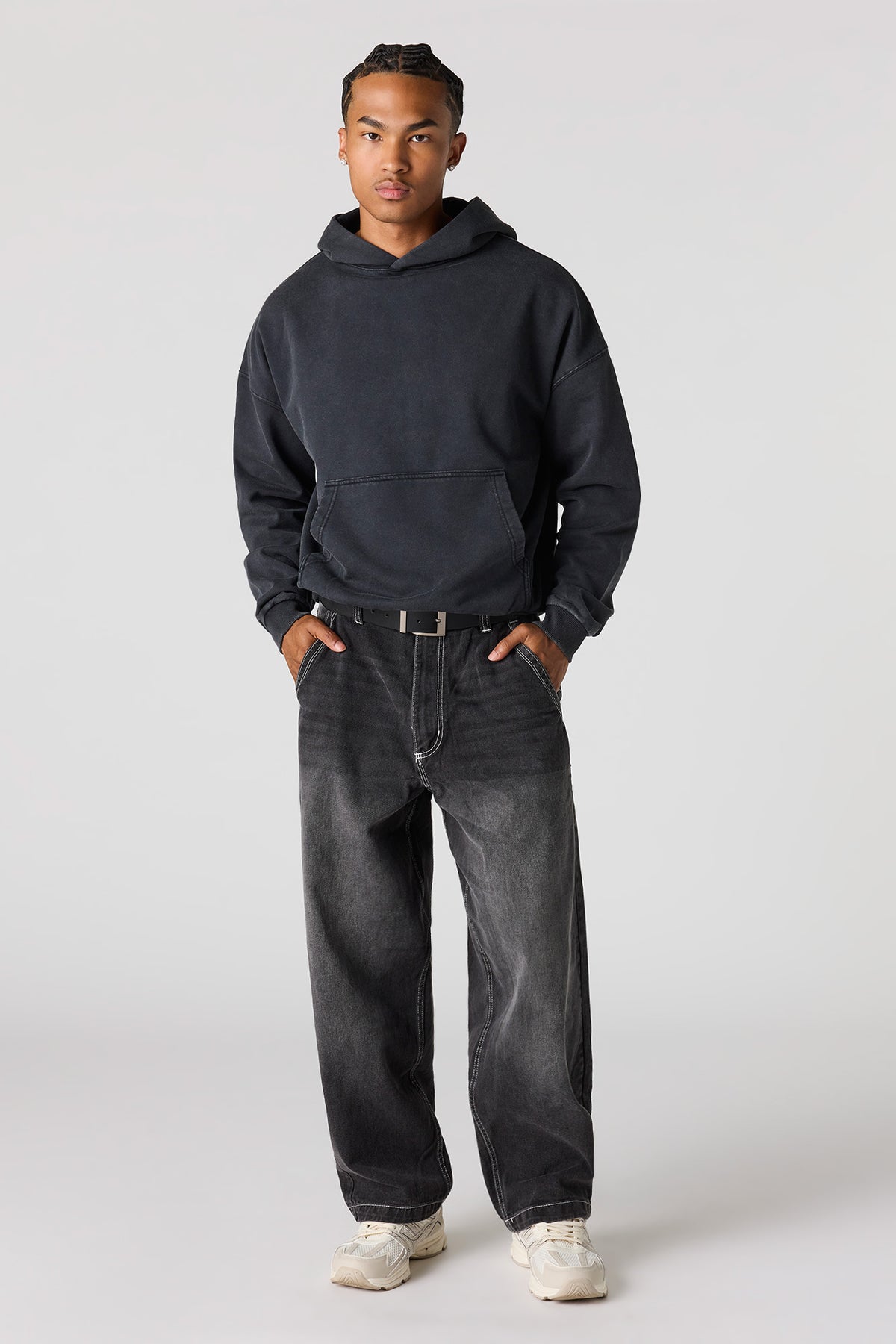 Alt View 3. Premium Heavyweight Fleece Boxy Hoodie - Black