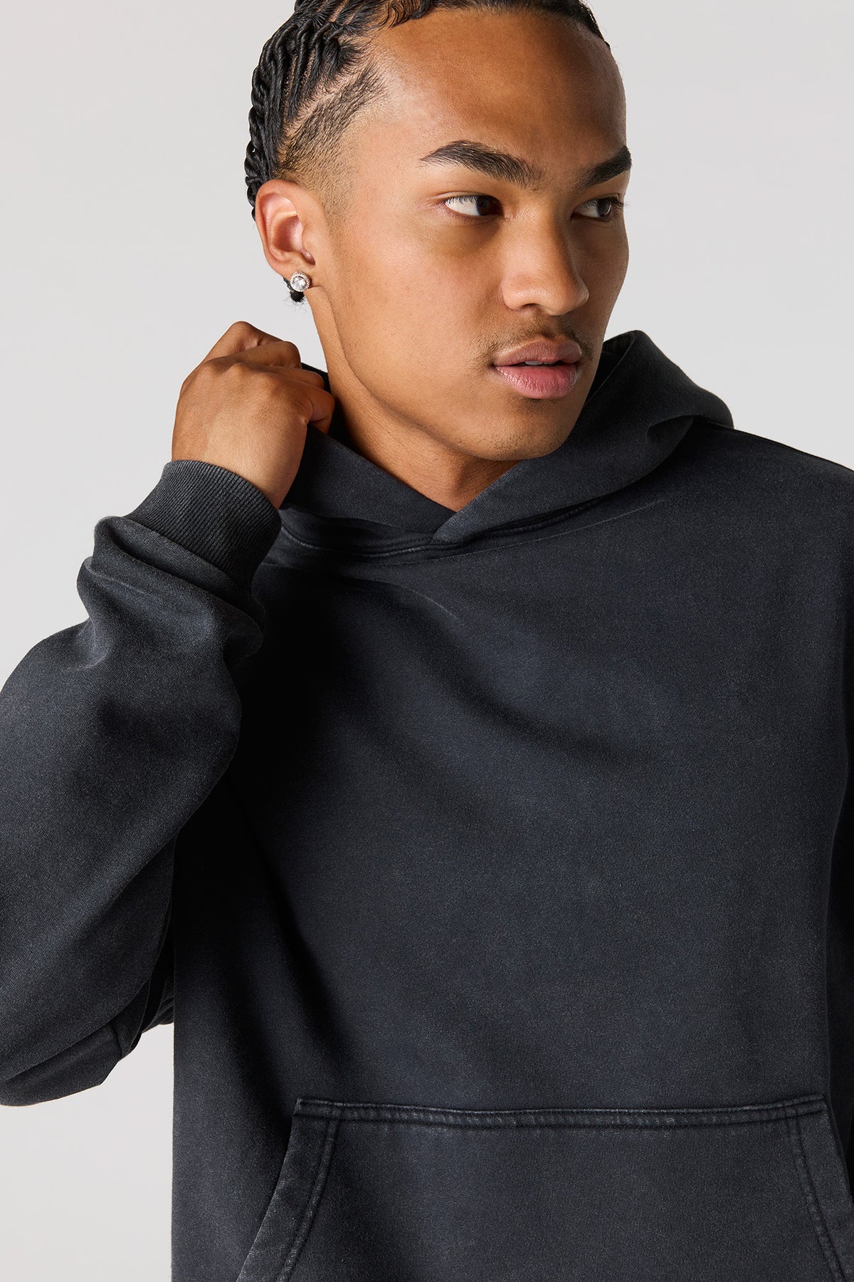Alt View 4. Premium Heavyweight Fleece Boxy Hoodie - Black