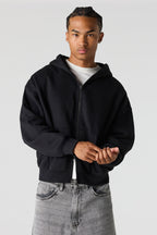 2-Way Zip-Up Boxy Feece Hoodie