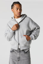 2-Way Zip-Up Boxy Feece Hoodie
