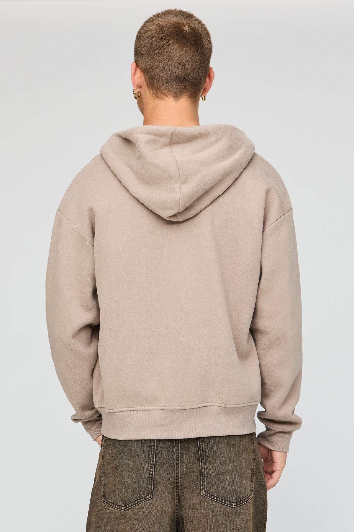 Alt View 2. Premium Heavyweight Fleece Zip Hoodie - Light Brown