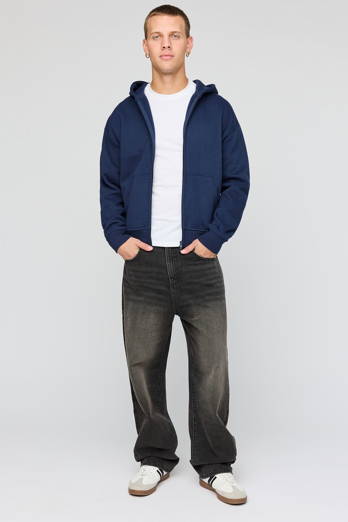 Alt View 3. Premium Heavyweight Fleece Zip Hoodie - Navy