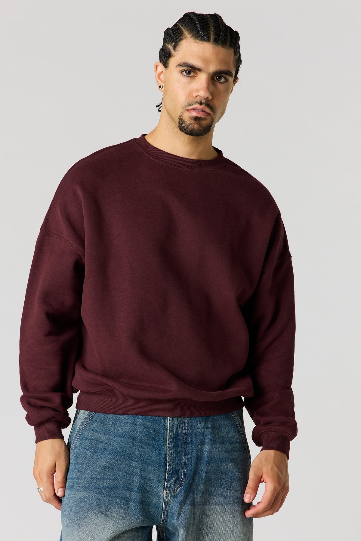 Premium Heavyweight Fleece Boxy Sweatshirt - Dark Brown