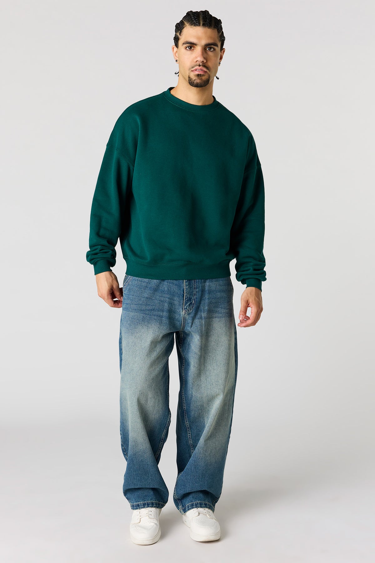 Alt View 3. Premium Heavyweight Fleece Boxy Sweatshirt - Hunter Green