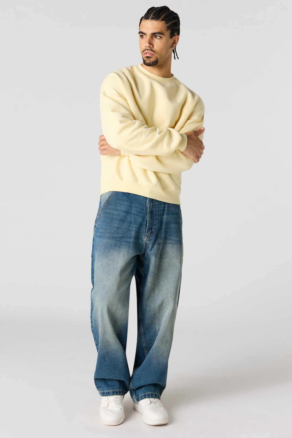 Alt View 3. Premium Heavyweight Fleece Boxy Sweatshirt - Pale Yellow
