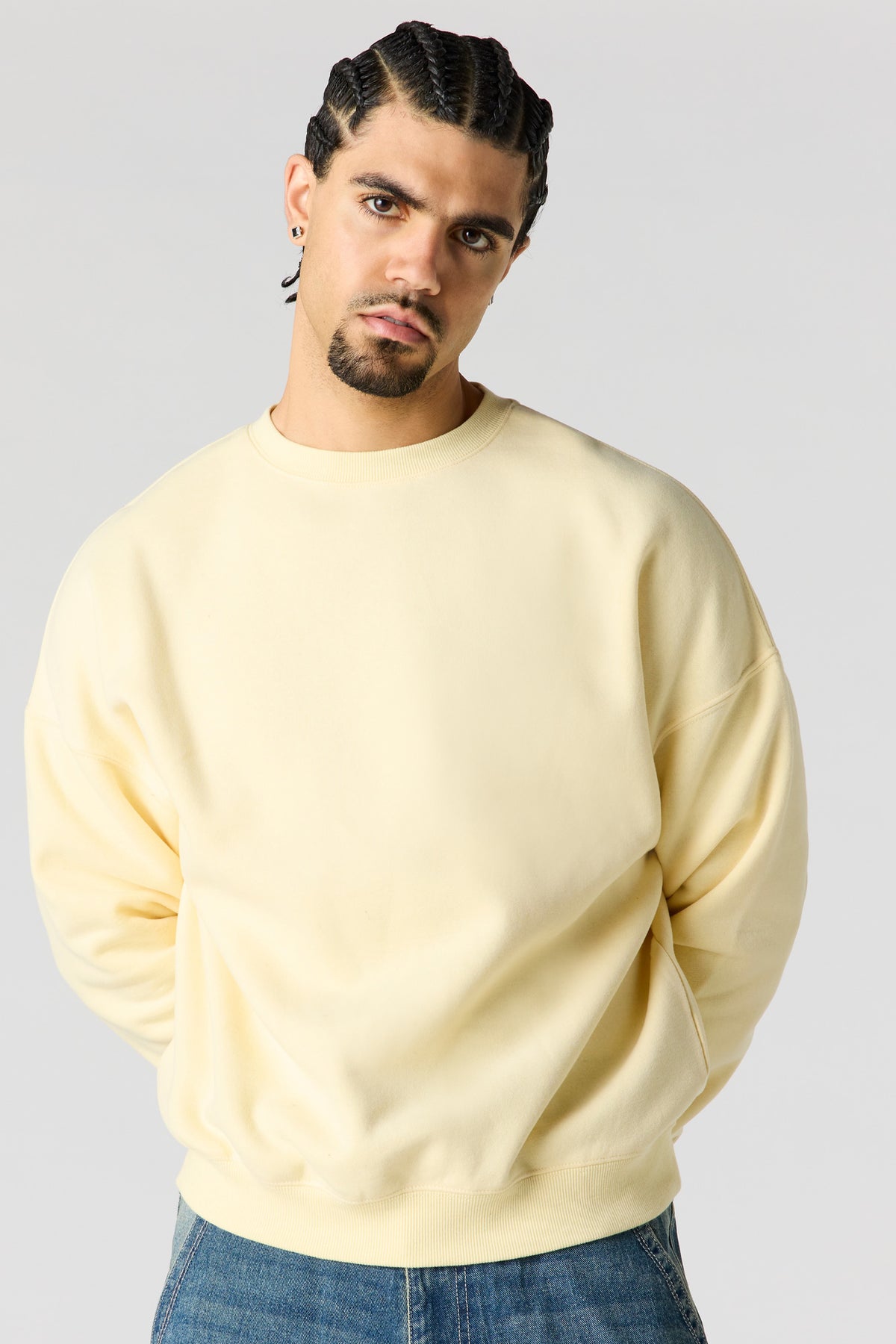 Premium Heavyweight Fleece Boxy Sweatshirt - Pale Yellow