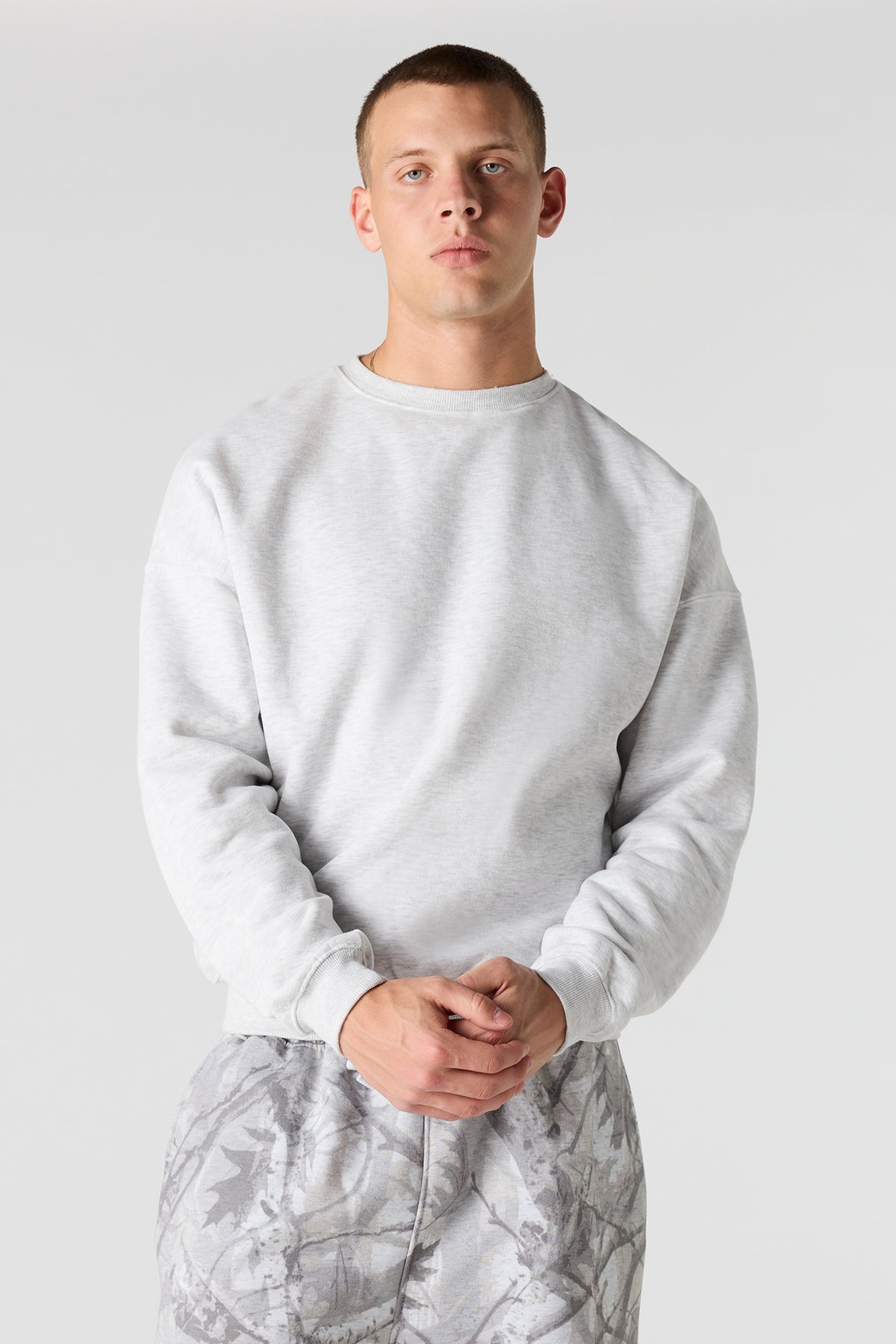 Premium Heavyweight Fleece Boxy Sweatshirt - Light Grey