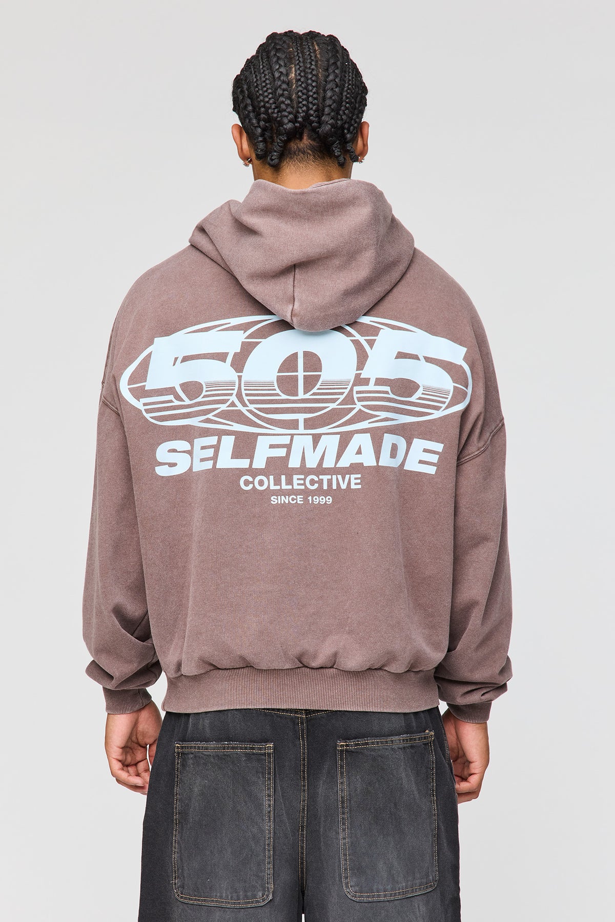 Alt View 2. Premium Heavyweight Washed Graphic Boxy Hoodie - Dark Brown