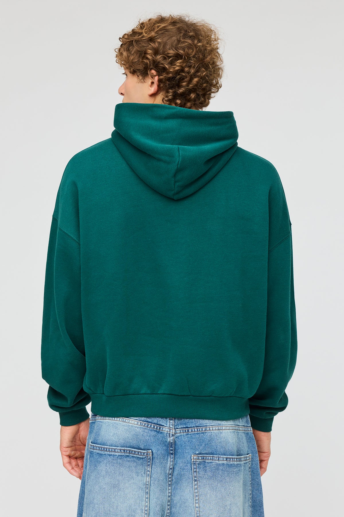Alt View 2. Premium Heavyweight Fleece Boxy Hoodie - Hunter Green
