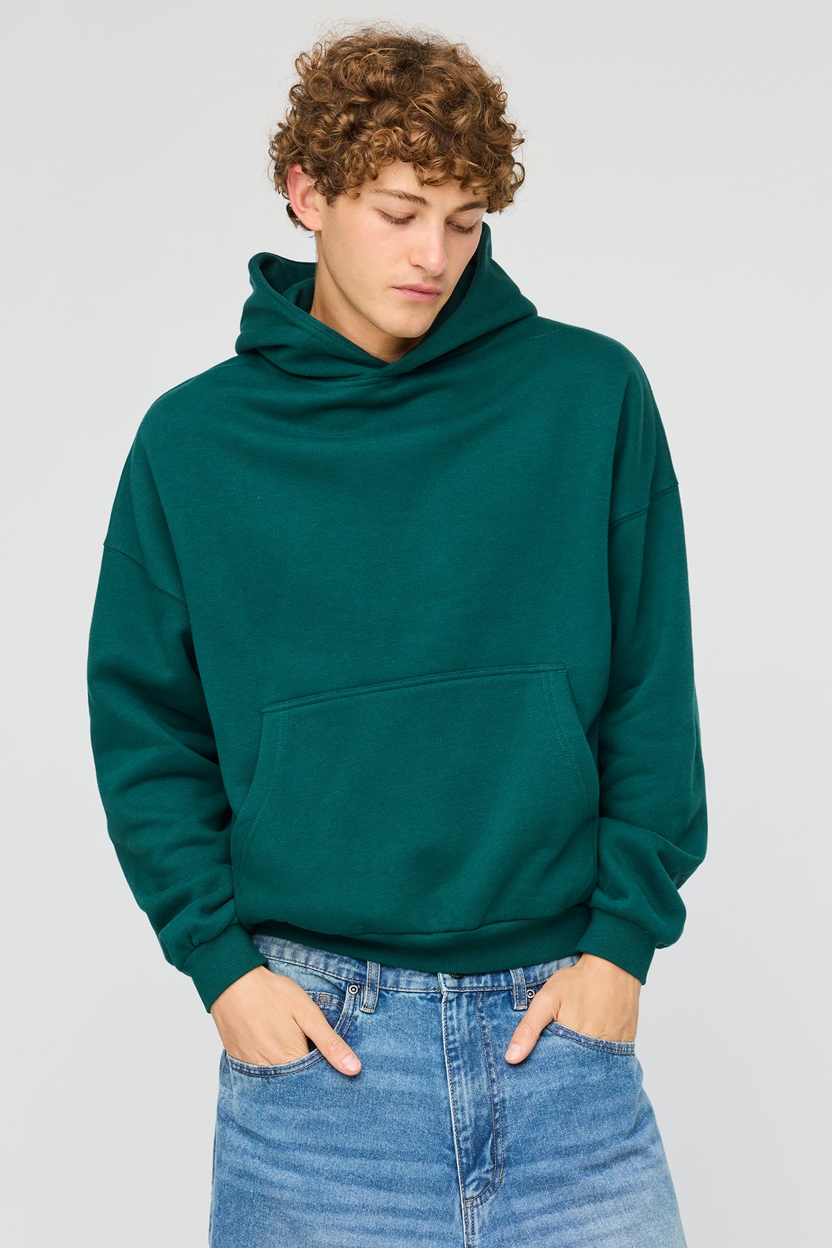 Premium Heavyweight Fleece Boxy Hoodie - Hunter Green