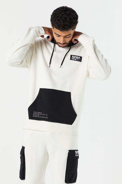 NASA Embroidered Colour Block Oversized Hoodie