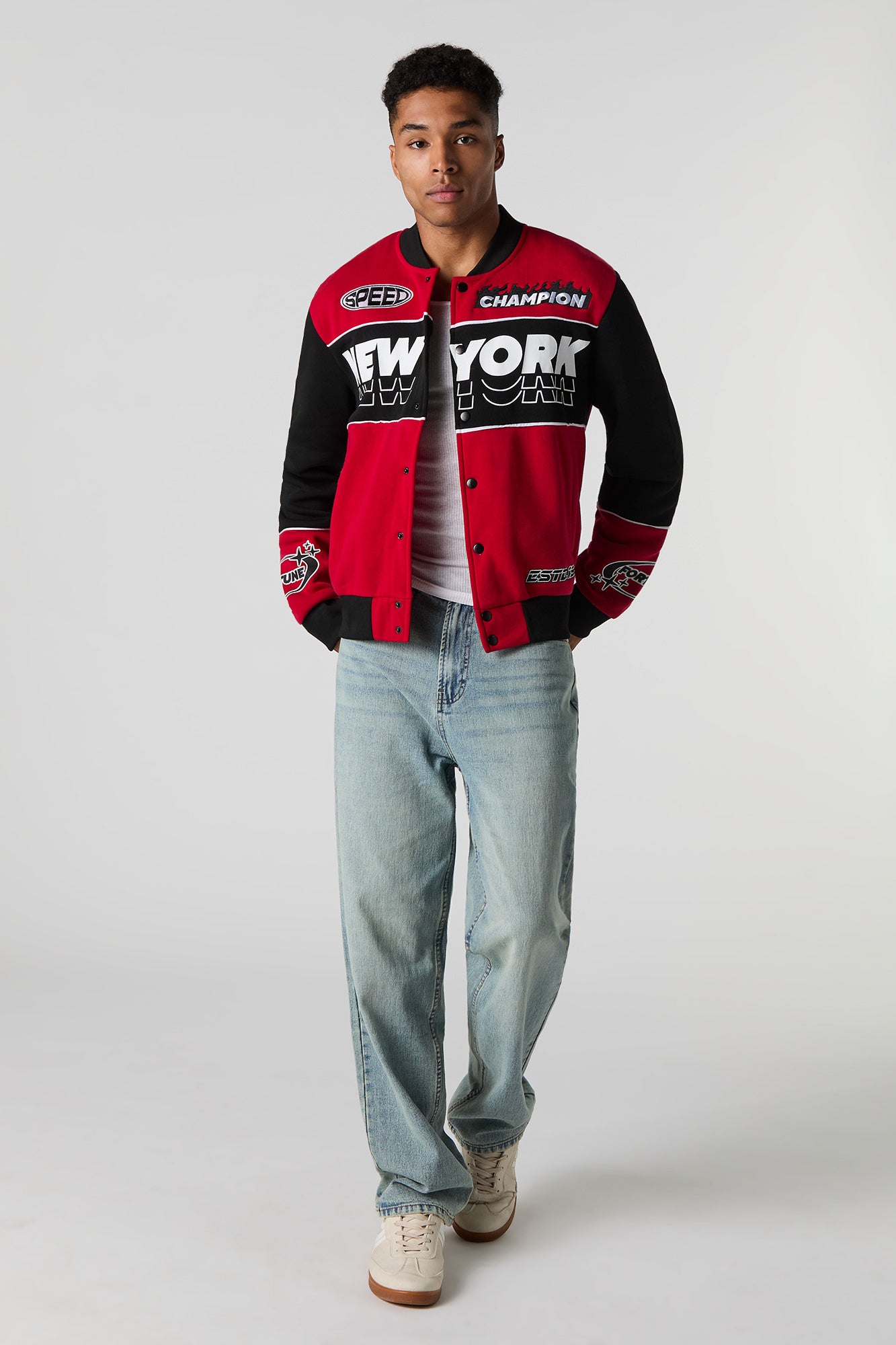 New York Embroidered Fleece Racing Jacket – Urban Planet